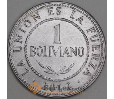 Боливия 1 боливиано 2012 КМ217 UNC арт. 55030