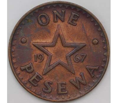 Монета Гана 1 песева 1967 КМ13 AU арт. 29277