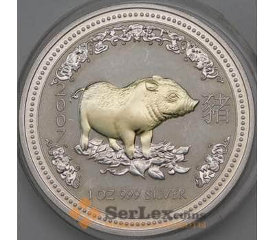 Монета Австралия 1 доллар 2007 Proof Год Свиньи позолота, недочеты арт. 30084