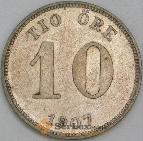 Швеция 10 эре 1907 КМ774 AU арт. 44558