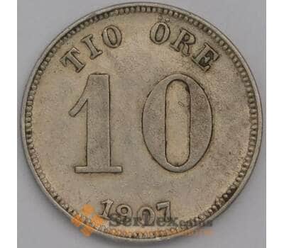 Швеция монета 10 эре 1907 КМ774 AU арт. 44558