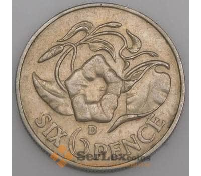Замбия монета 6 пенсов 1964 КМ1 XF арт. 44911