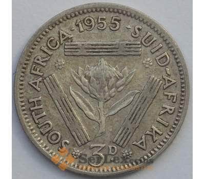 Монета Южная Африка ЮАР 3 пенса 1955 КМ47 VF Серебро (J05.19) арт. 17458