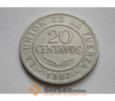 Монета Боливия 20 сентаво 1987-2008 КМ203 арт. С02181