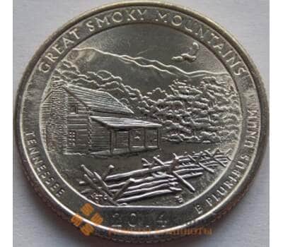 Монета США 25 центов 2014 21 парк Great Smoky Mountains P арт. С02210