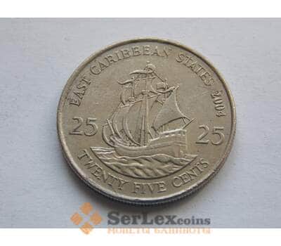 Монета Восточно-Карибские острова 25 центов 2002-07 КМ38 Корабль арт. С02326