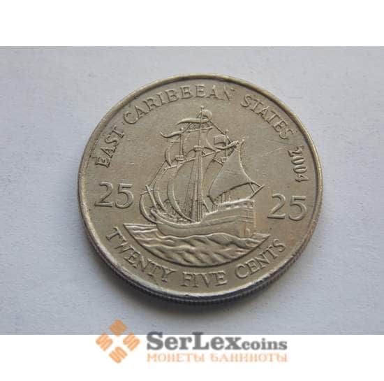 Восточно-Карибские острова 25 центов 2002-07 КМ38 Корабль арт. С02326