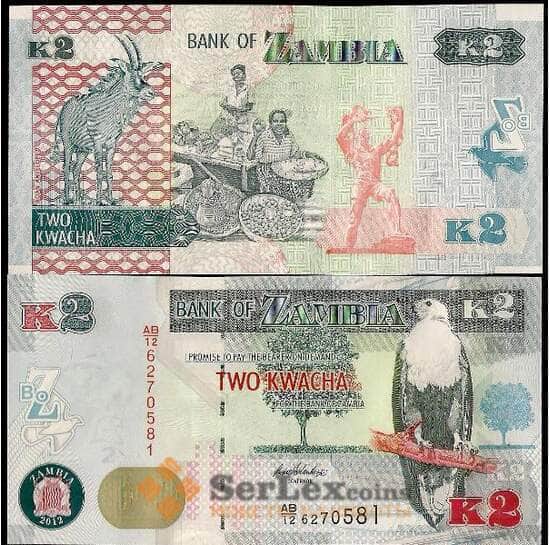 Замбия 2 квача 2012 Р49 UNC арт. В00589