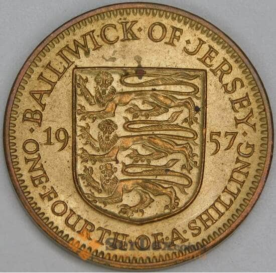 Джерси 1/4 шиллинга 1957 КМ22 aUNC арт. 54915 Джерси 1/4 шиллинга 1957 КМ22 aUNC арт. 54915