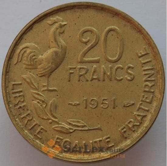 Франция 20 франков 1951 КМ917 AU (J05.19) арт. 17080
