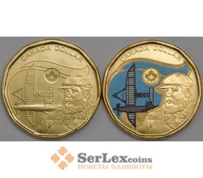 Монета Канада 1 доллар 2022 UNC Александр Грэм Белл Авиация (цветная+не цветная) арт. 40401