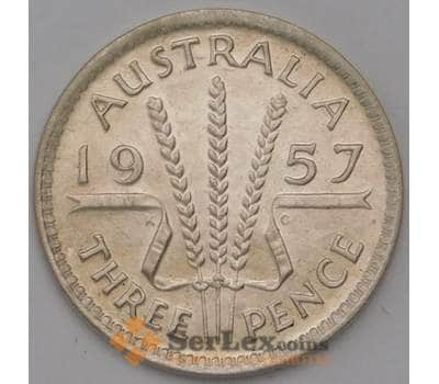 Монета Австралия 3 пенса 1957 КМ57 AU-aUNC Серебро арт. 12365