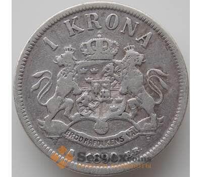 Монета Швеция 1 крона 1890 КМ760 VF- арт. 11370