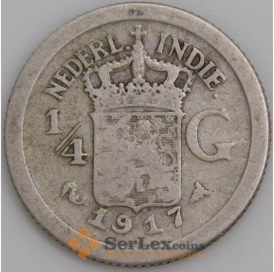 Нидерландская Восточная Индия 1/4 гульдена 1917 КМ312 F  арт. 46289