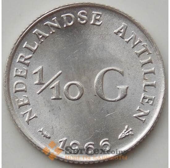 Нидерландские Антильские острова 1/10 гульдена 1966 КМ3 UNC арт. 14104