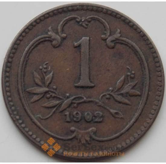 Австрия 1 геллер 1902 КМ2800 VF арт. 6555