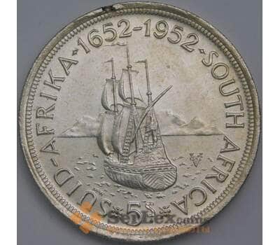 Монета Южная Африка ЮАР 5 шиллингов 1952 КМ41 aUNC выкрошка арт. 8266