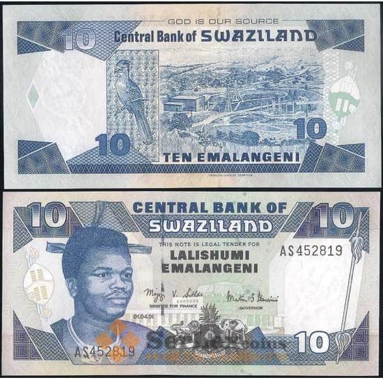 Свазиленд 10 эмалангени 2001 Р29 UNC  арт. 31295