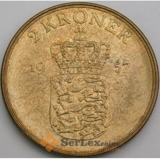 Дания монета 2 кроны 1957 КМ838 AU арт. 49515