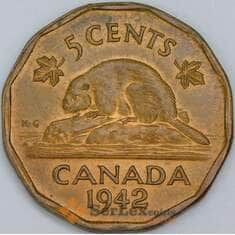 Канада 5 центов 1942 КМ39 aUNC арт. 57264