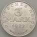 Монета Германия 3 марки 1922 А КМ28 UNC Блеск (J05.19) арт. 18090