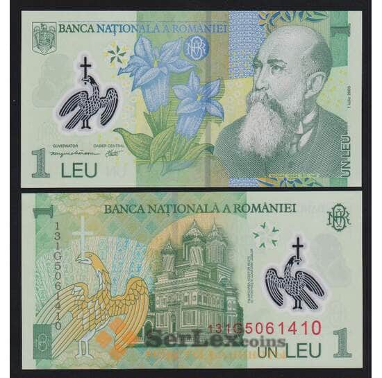Румыния 1 лей 2005 (2013) Р117h UNC префикс 13 арт. 53895