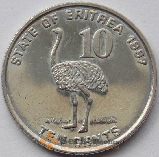 Эритрея 10 центов 1997 КМ45 UNC Страус Фауна (J05.19) арт. 16711