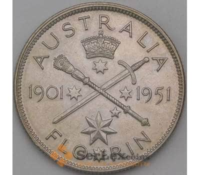 Монета Австралия 1 флорин 1951 КМ47 aUNC Федерация арт. 28449