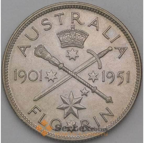 Австралия 1 флорин 1951 КМ47 aUNC Федерация арт. 28449