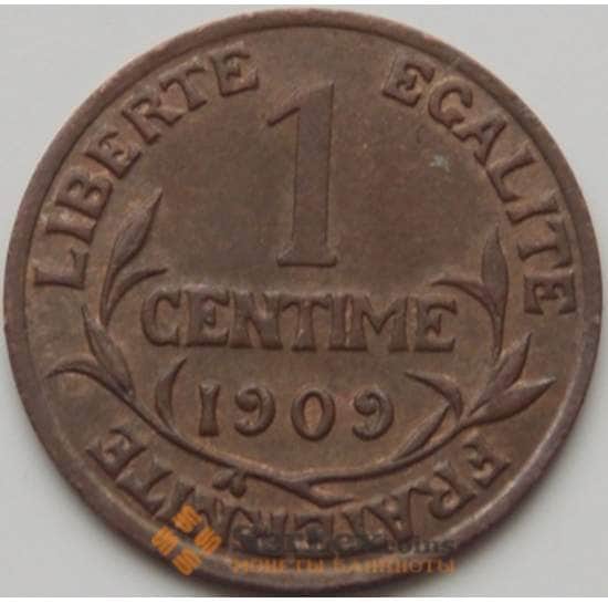 Франция 1 сантим 1909 КМ840 XF арт. 7644