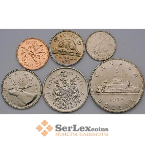 Канада набор монет 1 5 10 25 50 центов 1 доллар 1978 BU арт. 37904
