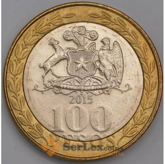 Чили монета 100 песо 2015 КМ236 UNC арт. 41998