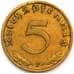 Монета Германия 5 пфеннигов 1939 F КМ91 AU арт. 38950