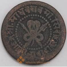 Индия Гвалор монета 1/4 анна 1896 КМ169 F арт. 45809