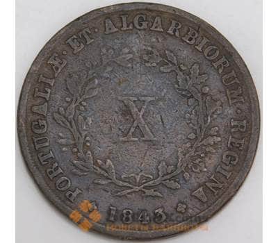 Португалия монета 10 рейс 1843 КМ481 F арт. 47573