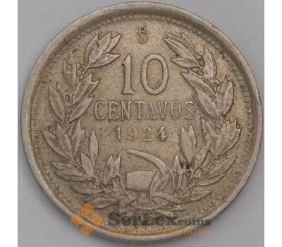 Монета Чили 10 сентаво 1924 КМ166 VF арт. 39586