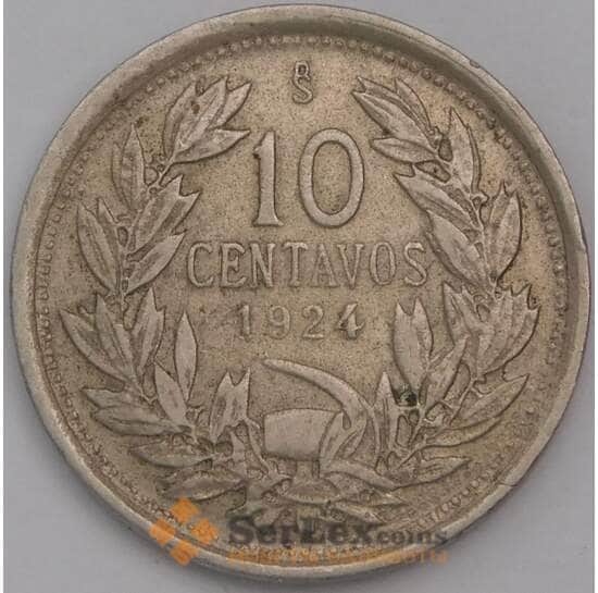 Чили 10 сентаво 1924 КМ166 VF арт. 39586
