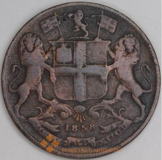 Индия Восточно-Индийская компания 1/4 анна 1858 КМ463 F арт. 55041