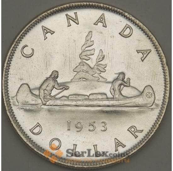 Канада 1 доллар 1953 КМ54 UNC Серебро (n17.19) арт. 21653