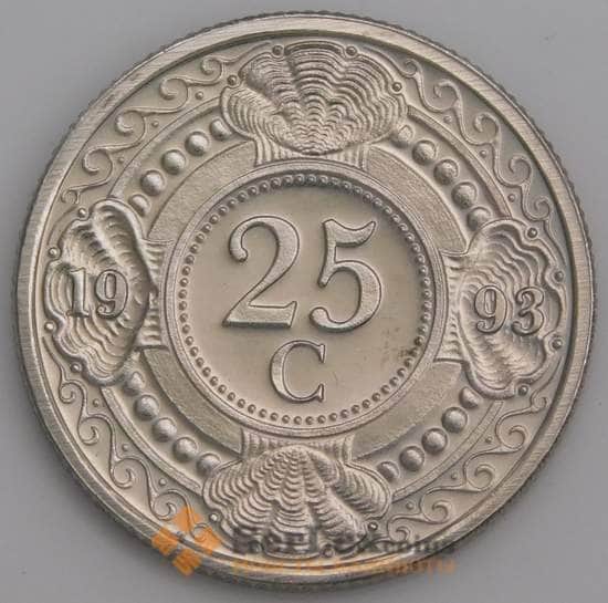 Нидерландские Антиллы монета 25 центов 1993 КМ35 BU арт. 46183