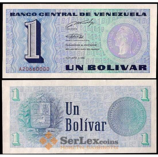 Венесуэла банкнота 1 боливар 1989 Р68 UNC арт. В00625