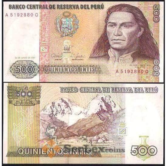 Перу 500 Инти 1985-1991 Р134b UNC  арт. В00927