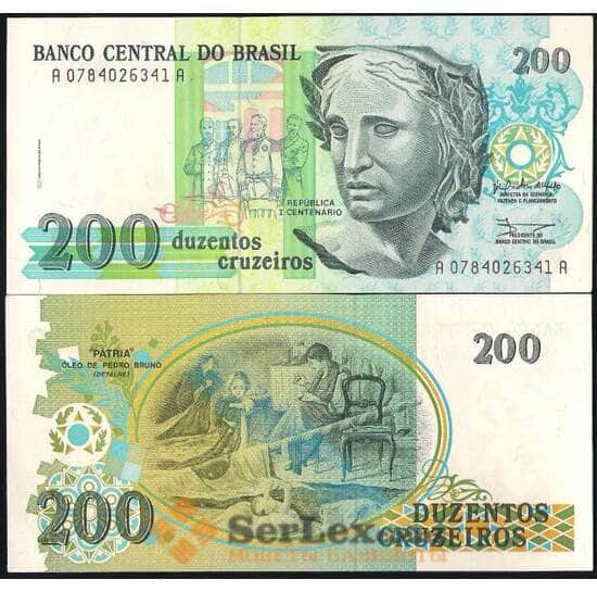 Бразилия банкнота 200 крузейро 1990 Р229 UNC  арт. В00670