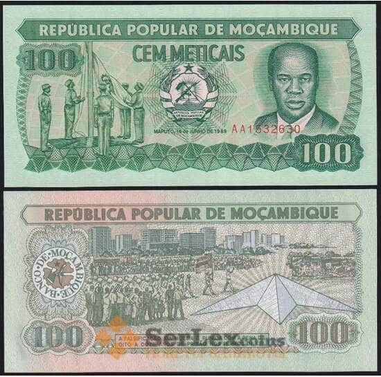 Мозамбик банкнота 100 метикал 1989 Р130с UNC  арт. В00635