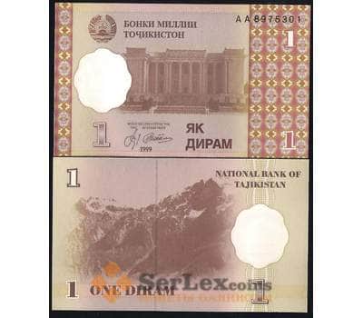 Банкнота Таджикистан 1 Дирам 1999 Р10 UNC  арт. В00824