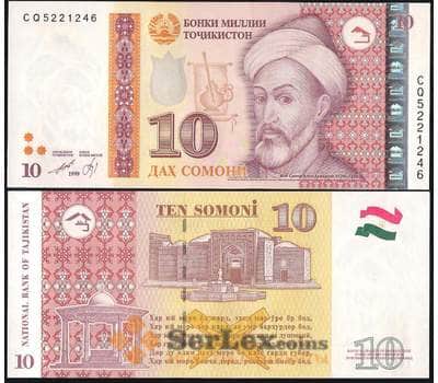 Банкнота Таджикистан 10 сомони 1999 (2012) UNC арт. В00829