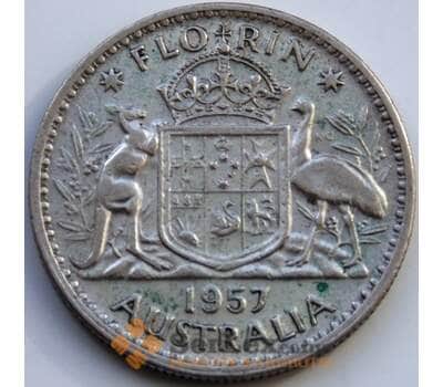 Монета Австралия 1 флорин 1957 КМ60 XF Серебро арт. С02543