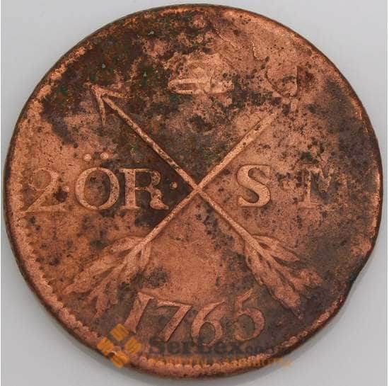 Швеция монета 2 эре 1765 КМ461 VG арт. 47166
