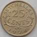 Монета Сейшельские острова 25 центов 1974 КМ11 UNC (J05.19) арт. 16932