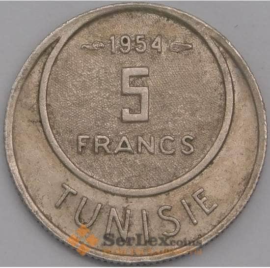 Тунис монета 5 франков 1954 КМ277 XF арт. 43311